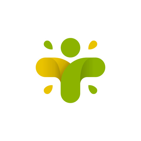 Isolated abstract colorful cross . Human silhouette . Medical icon. Religious sign. Healthcare symbol. Hospital,clinic, doctor emblem. Vector cross illustration.のイラスト素材