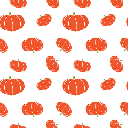 Isolated abstract orange color pumpkin seamless texture on white. Farming vegetable backdrop. Kitchen wallpaper design. Halloween sign. Autumn harvest holiday symbol. Vector pumpkin illustrationのイラスト素材