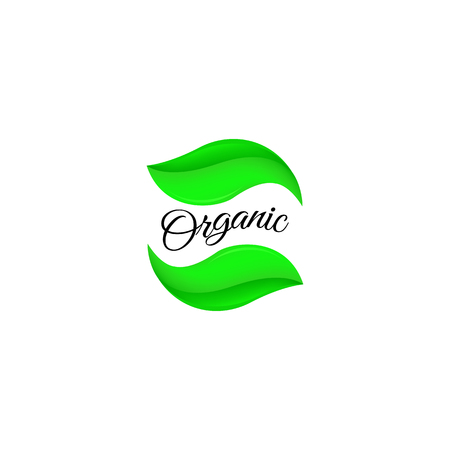 Isolated abstract green leaves logo. Organic products logotype. Nature element icon. Plant leaf sign. Vector illustrationのイラスト素材