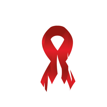 Isolated red ribbon disease awareness. World Aids Day concept. Stop virus icon. International support campaign for sick people. Vector illustrationのイラスト素材