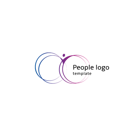 Isolated abstract blue and purple color human body silhouette with circular elements.のイラスト素材