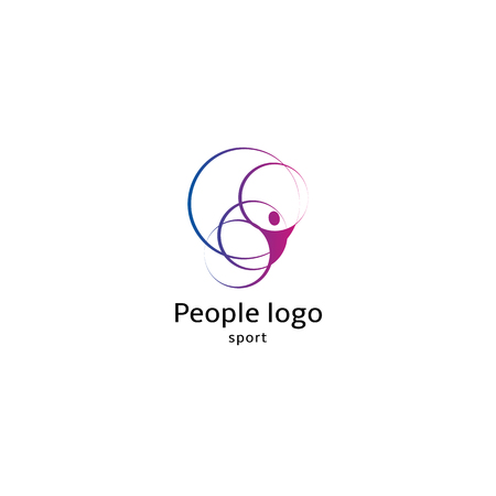 Isolated abstract pink color human body silhouette with circles logo on white background vector illustration.の写真素材