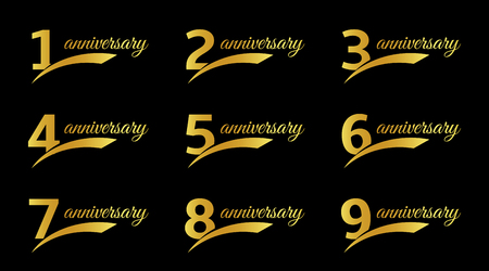 Isolated black color numbers with word anniversary icons set.のイラスト素材