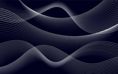 Isolates abstract dark blue color wavy lines background, curves backdrop vector illustration