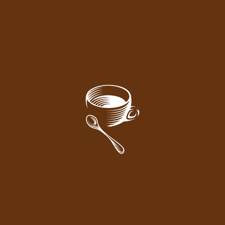 Isolated brown color cup in retro style, for coffee shop on brown background.のイラスト素材