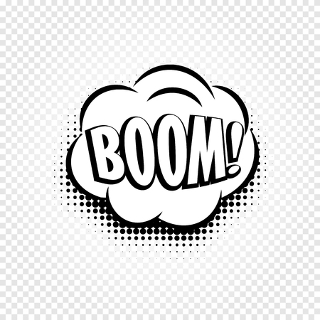 Isolated abstract black and white color comics speech balloon icon on checkered background.のイラスト素材