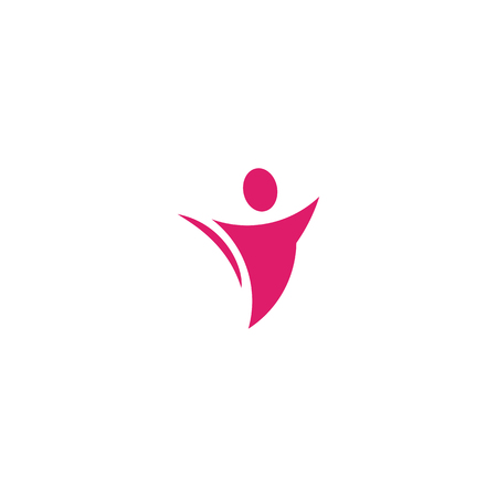 Isolated abstract pink color human body in motion silhouette logo on white background vector illustrationのイラスト素材