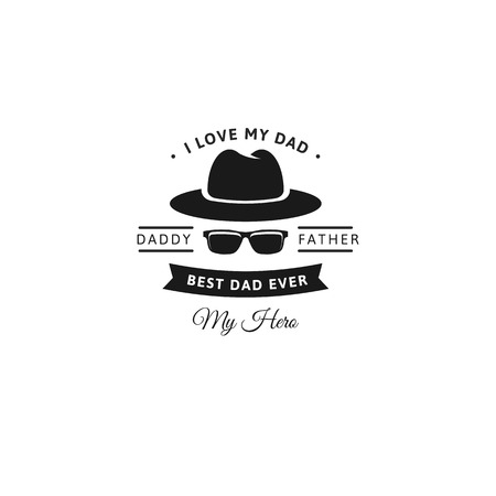 Happy Father's Day Design. Black color vintage style Father logo on light grunge background. Vector illustration.のイラスト素材
