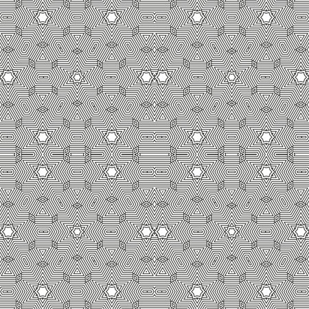 Ornamental linear pattern. Detailed vector illustration. Seamless black and white texture. Mandala...