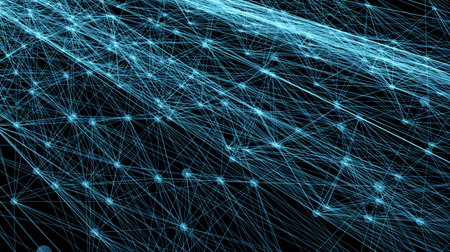 Abstract futuristic lines and dots grid. Intertwining web, a network of ropes, an unusual geometric...
