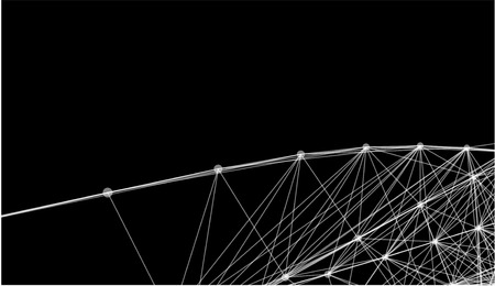 Abstract futuristic lines and dots grid. Intertwining web, a network of ropes, an unusual geometric black and white x ray vector pattern.のイラスト素材