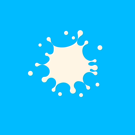 White milk stain, blot on blue background. Isolated dairy design element template vector illustration.のイラスト素材