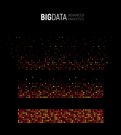 Big data abstract vector visualization. Lines and dots array. Big data connection complex. Graphic fractal element background. Vector illustration.のイラスト素材