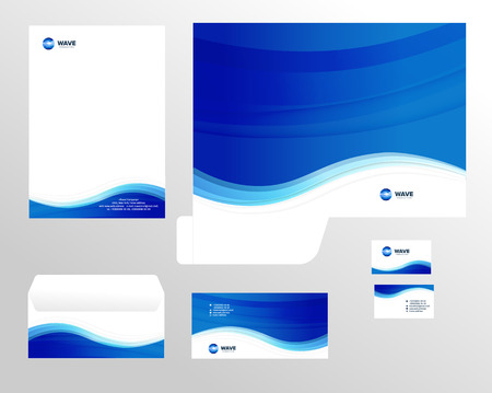 Corporate identity template design, visual marketing brand, business identity set. Card, letterhead, envelope, folder style company vector illustrationのイラスト素材