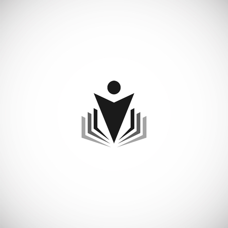 Isolated abstract black color education and learn icon, university and school book, graduate human silhouettes icon on white background vector illustration. Teaching symbolのイラスト素材