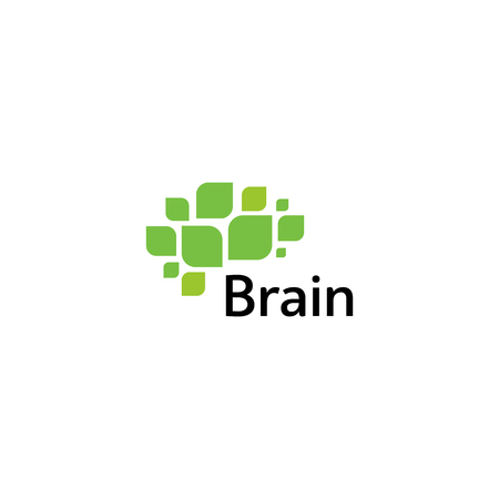 Brain icon silhouette design vector template. Think Idea concept. Brain storm power thinking icon. Isolated abstract unusual creative digital brainstorming idea symbolのイラスト素材