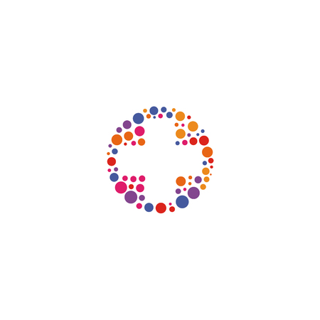 Colorful cross icon, unusual plus sign, abstract pharmacy iconのイラスト素材