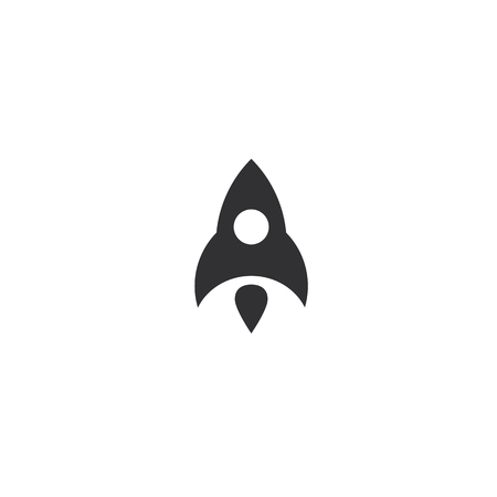 Rocket flying up icon. Black ship launch. Innovation product. Business aspiration strategy vector illustration on white background.のイラスト素材