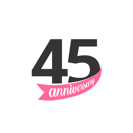 Forty fifth Anniversary vector logo. Number 45. Illustration for greeting card, invitation, poster, marriage, commemoration, certificate.のイラスト素材