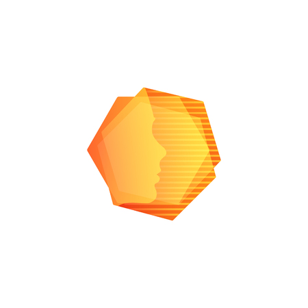Abstract orange geometric shape with  human faceのイラスト素材
