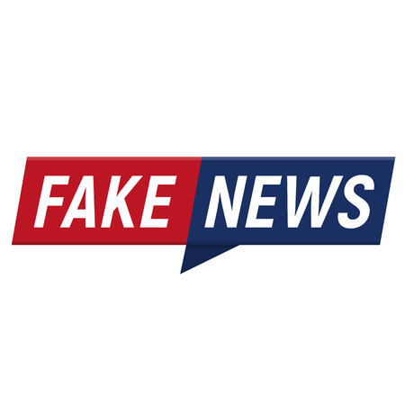 Fake news minimalistic logo on white background. Entertaining show with news. Vector Illustration.のイラスト素材