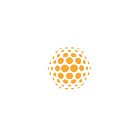 Orange sun icon, abstract dotted sign, digital innovate vector logoのイラスト素材