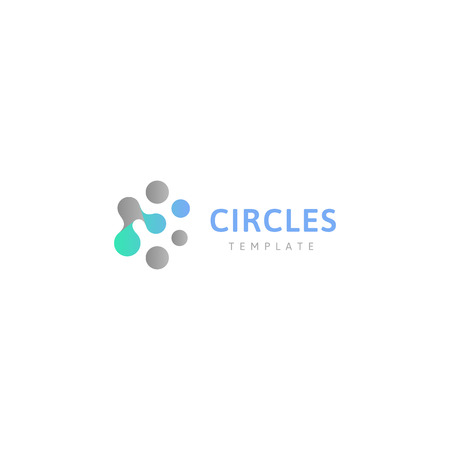 Circles abstract logo template. Connected dots, creative design conceptual logotype. Innovation sign for chemistry laboratory, science equipment, usiness analitics corporate identity. Digital innovateのイラスト素材