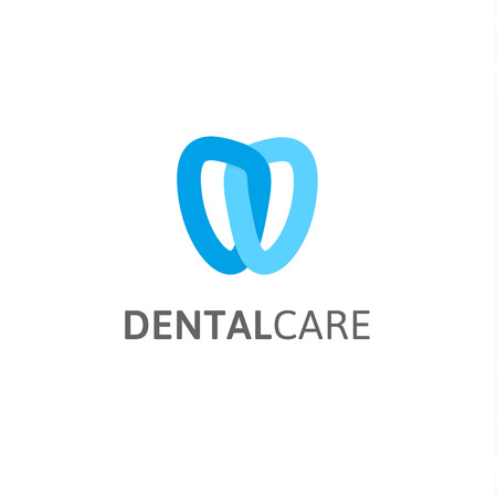 Dental care icon. Dentist clinic vector logo template. Abstract stylized tooth, modern logotype for stomatology. Linear knot stylized.のイラスト素材