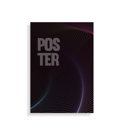 Abstract brochure cover design template with wavy lines design on dark background, color wave vector illustration.の写真素材