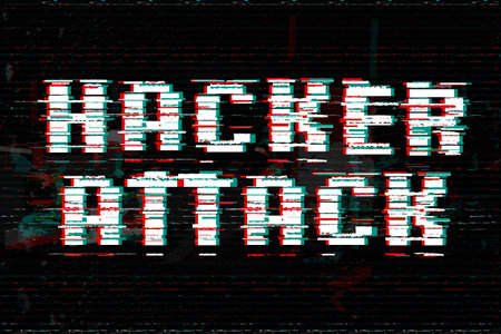Hacker attack vector illustration. Glitch effect text.