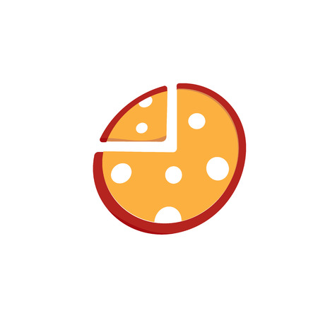 Icon of Pizza slice. Modern Pizzeria logo template. Italian Food Restaurant Emblem. Fast food cafe logotype design Vector illustration. Vectorsの写真素材