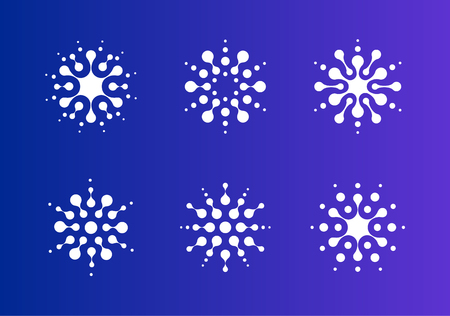 Set of Abstract circle vector icon. Dotted logo template. Unusual circles geometric shape. Abstract vector dots symbols collection. Vectors.の写真素材