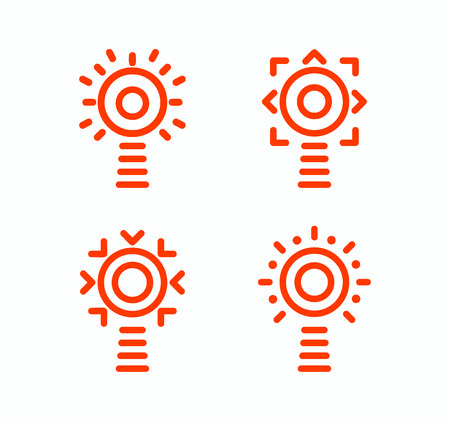 Lighthouse vector isolated set of icons. Outline simple design style. Idea concept logo. Navigation systems logotype template. Vectors.の写真素材