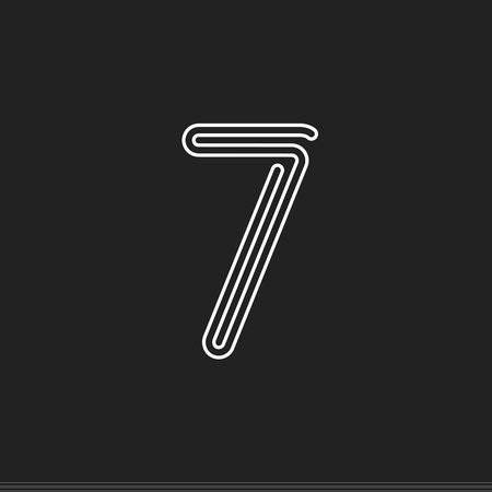 Lines number 7, thread maze style vector latin number for logo and monogram. Typography design.のイラスト素材