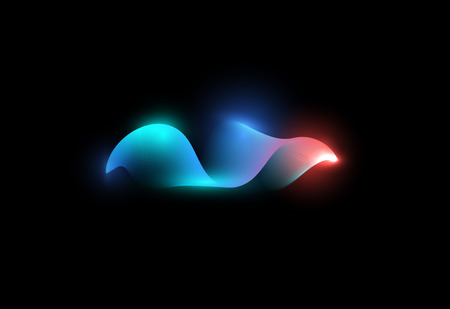 Abstract waving shape. Blue and pink color digital wave. Luminous waveform. Music flow, graphic equalizer. Isolated vector illustration on black background.のイラスト素材