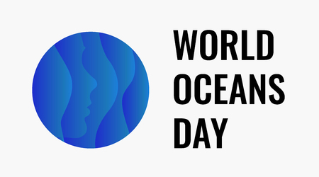 World Oceans Day design template. Ocean health protect graphic symbol. Nature care logo. Environment planet Isolated vector illustration.のイラスト素材