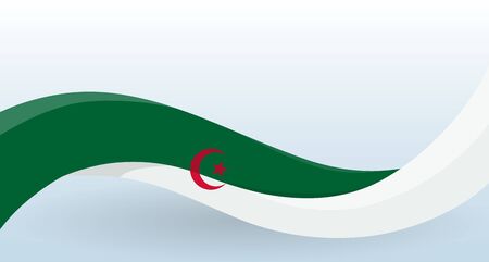 Algeria National flag. Algerian national symbol, waving unusual shape.のイラスト素材