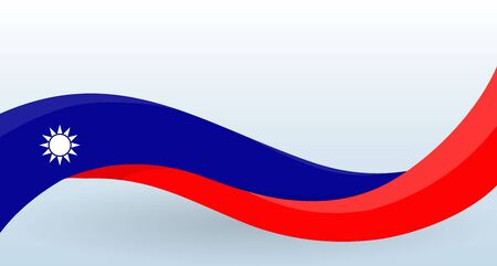 Taiwan Waving National flag. Modern unusual shape.のイラスト素材