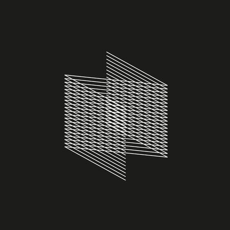 Isometric Geometric Font. Line blend style letter N. Typography design.のイラスト素材