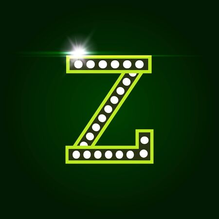 Casino and resort Letter Z. Luxury letter with gems. Glowing effect, highlight on letter border. Entertainment decoration element.のイラスト素材
