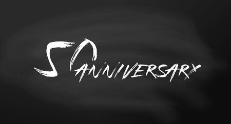50 anniversary concept. 50th years birthday icon. Isolated golden numbers on chalkboard background.のイラスト素材