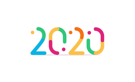 Bright colored 2020 numbers, modern event decoration, design elements for new year decor, invitation...