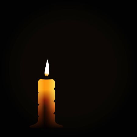 Burning candle on black background, mourning symbol, mourn grief, vector illustration.のイラスト素材