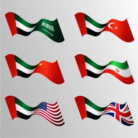 flag of the United Arab Emirates. Vector waving flags. Union. Confrontation. State.のイラスト素材