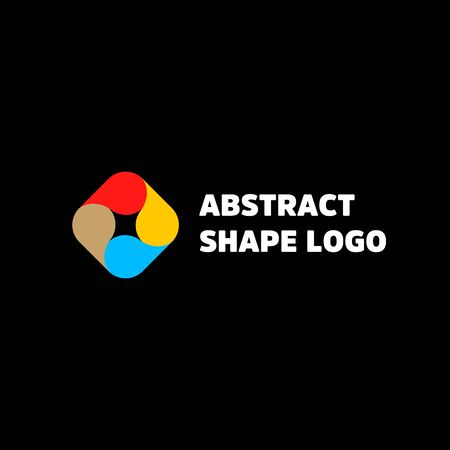 Abstract shape logo isolated vector. Red yellow blue brown color. Colorful unusual drop icon. Black. lineart design. Abstract circular logo.のイラスト素材