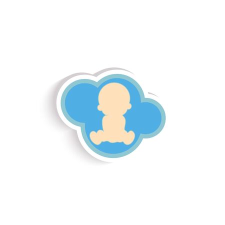 Newborn. Child planning. Birth of a baby. Pregnancy logo. Blue color.のイラスト素材