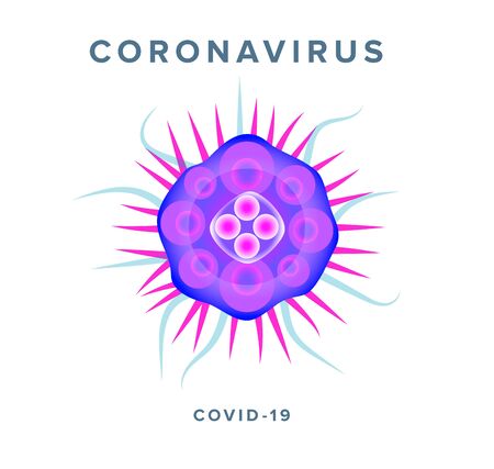 Coronavirus, isolated vector icon for infographics, news and posters, closeup flat-drawn image of COVID-19, virus that caused an epidemic around the world.のイラスト素材