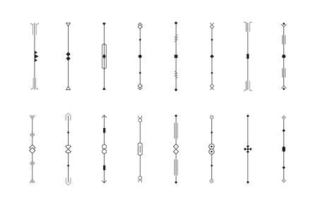 Vertical dividers set, decorative borders collection, vintage scrollbar templates for web, music volume control graphic element, vector isolated linesのイラスト素材
