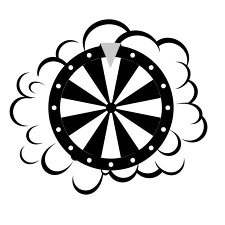 Fortune wheel for gambling in casino, cartoon comic style, flat isolated icon, vector illustration.のイラスト素材