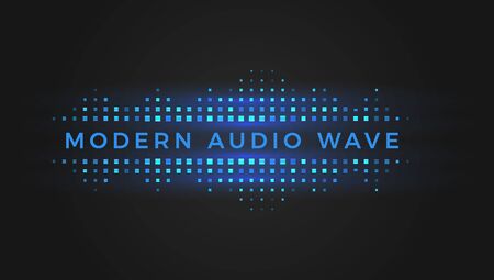 Modern geometric audio wave, blue and turquoise squares, digital equalizer, vector illustration on black background.のイラスト素材